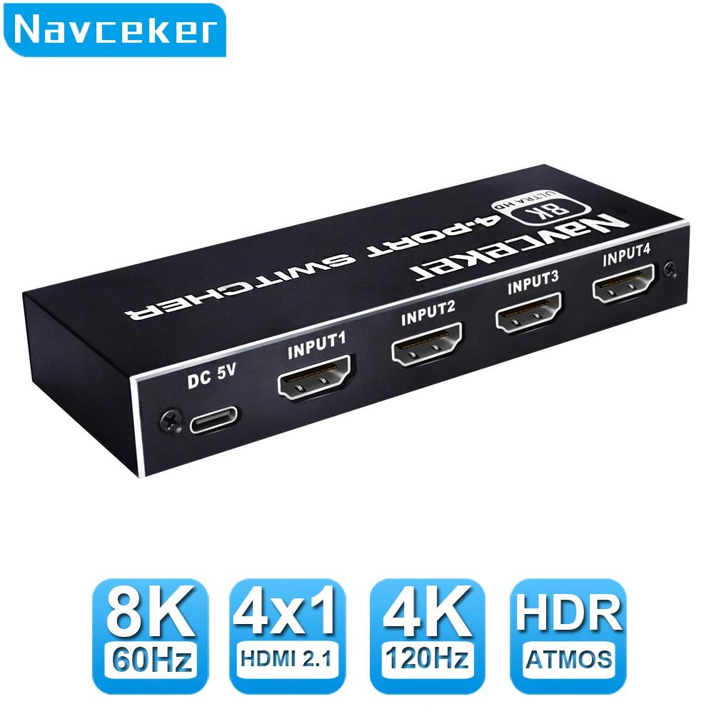 Navceker 8K HDMI 2.1 ó ñ, 4K 120Hz HD ġ, HDMI ø, Ʈ PC ġ TV ڽ PS5 , 4 in 1 Out, 3 in 1 Out